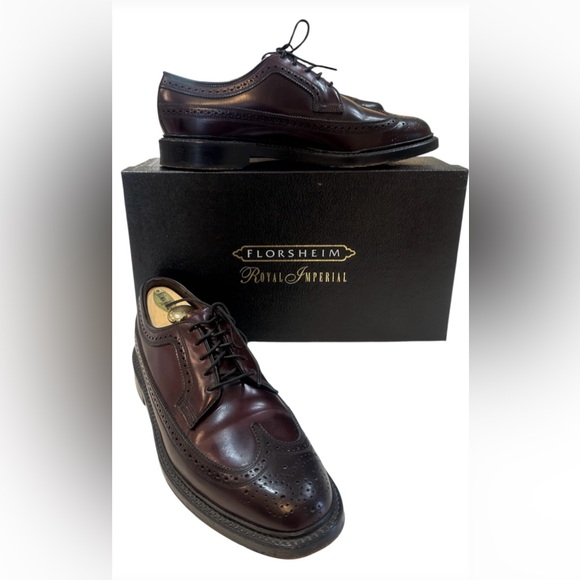VTG Florsheim Royal Imperial Cordovan Men's Dress Shoes in burgundy. Size 8 D - Picture 3 of 13